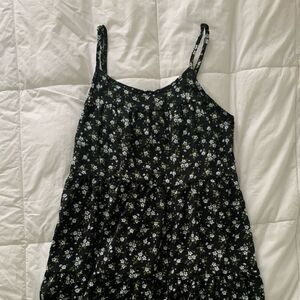 Baley Ditsy Floral Mini Dress Summer spaghetti strap floral print black dress